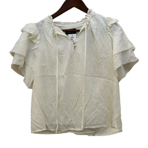 🌼5/$25 Sale🌼 Fab'rik NWT Women's Cream Satin Top with Ruffle Sleeves
